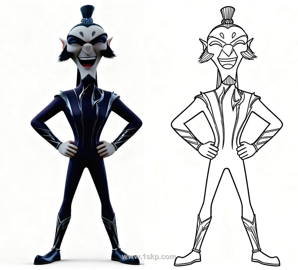 简笔画：萌系风格可爱的申公豹 简笔画JPG格式图片素材