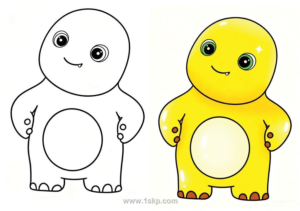 简笔画:可爱的奶龙 简笔画JPG格式图片素材