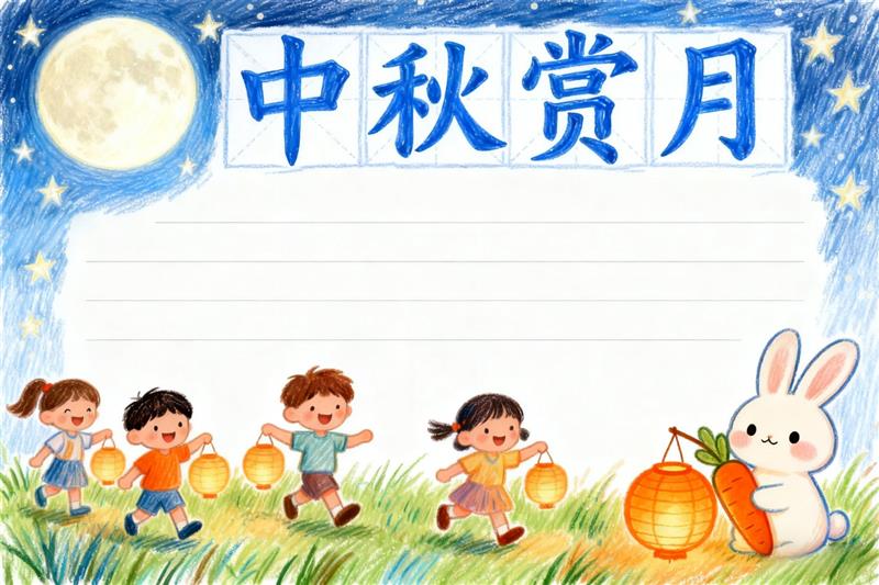 中秋佳节手抄报 手抄报版式设计JPG模板