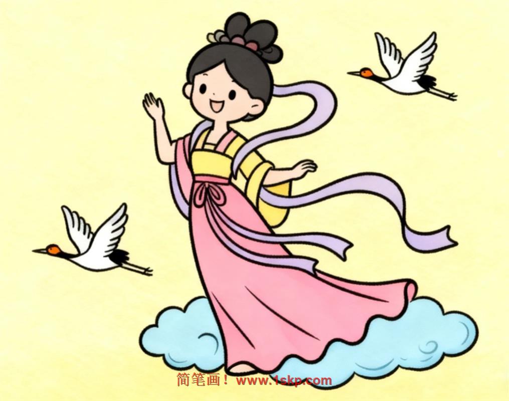 简笔画:嫦娥仙子 简笔画JPG格式图片素材