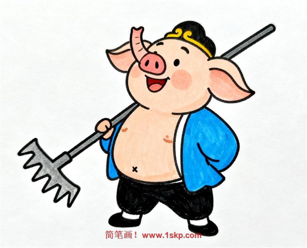 简笔画:可爱的猪八戒 简笔画JPG格式图片素材