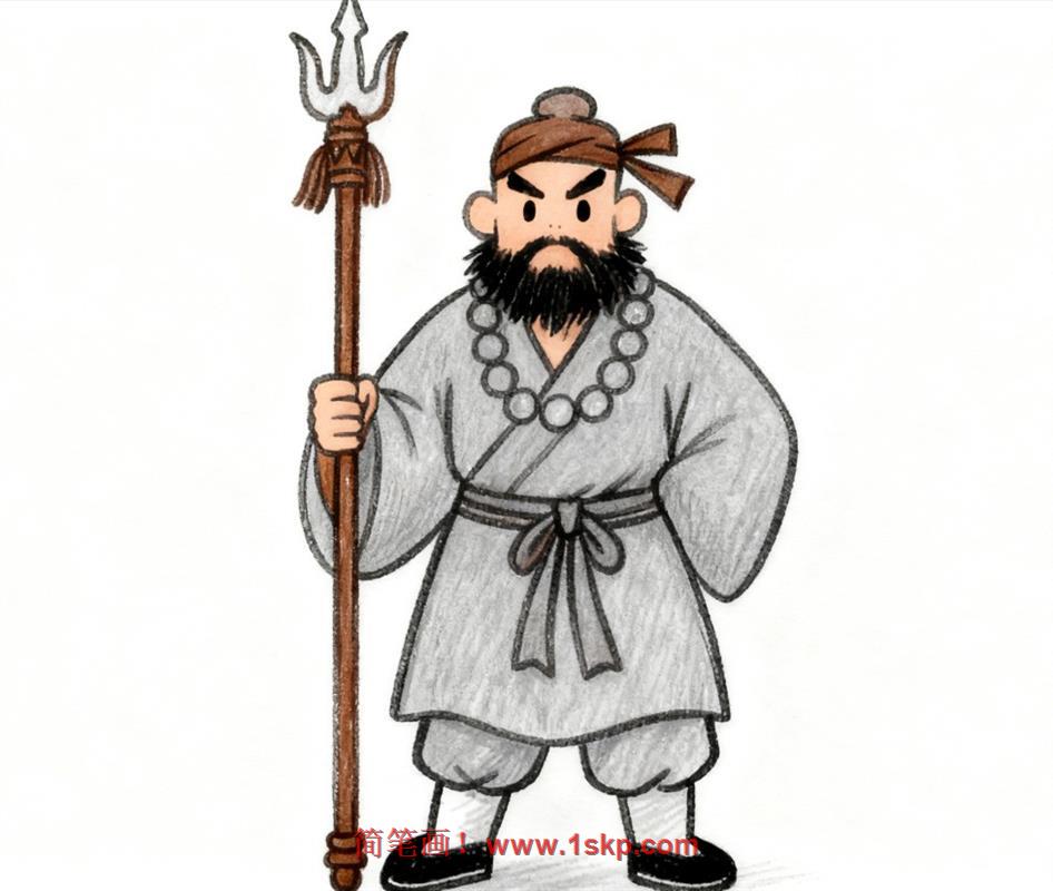 简笔画:水浒鲁智深人物 简笔画JPG格式图片素材