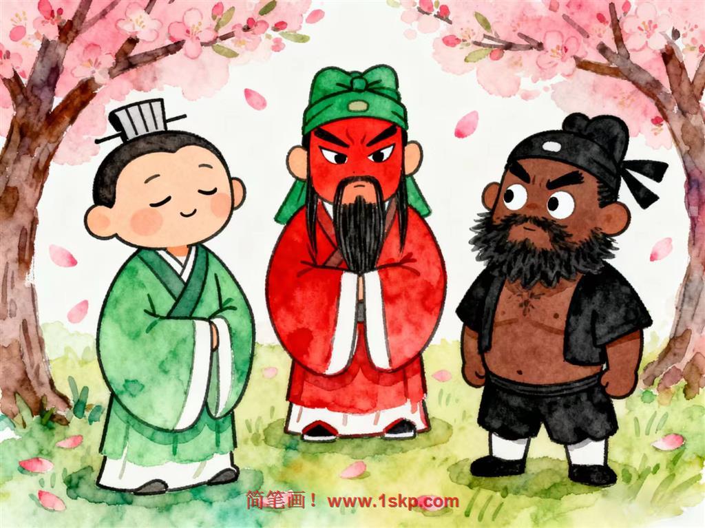 简笔画:刘关张桃园三结义 简笔画JPG格式图片素材