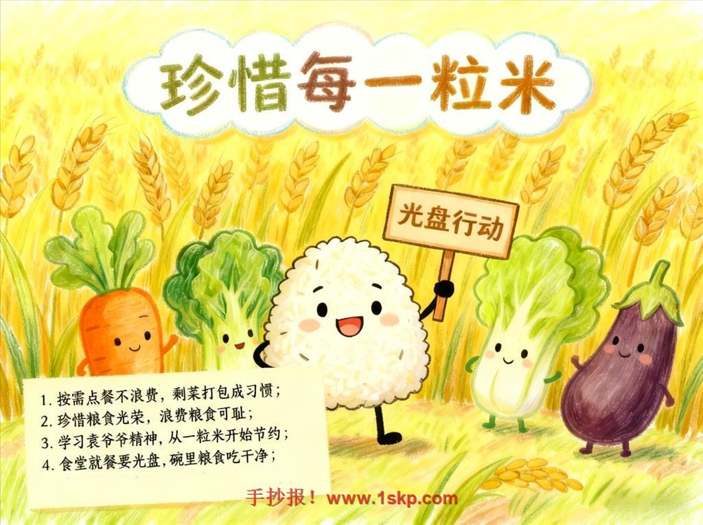 手抄报:卡通光盘行动小报手抄报 手抄报版式设计JPG模板