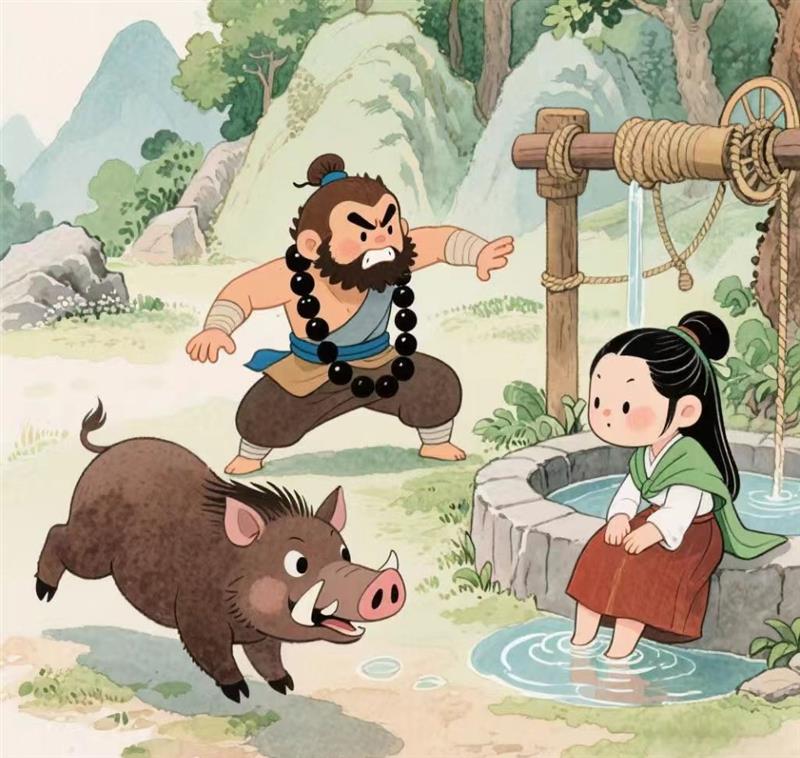 简笔画:鲁智深大闹野猪林救人 简笔画JPG格式图片素材