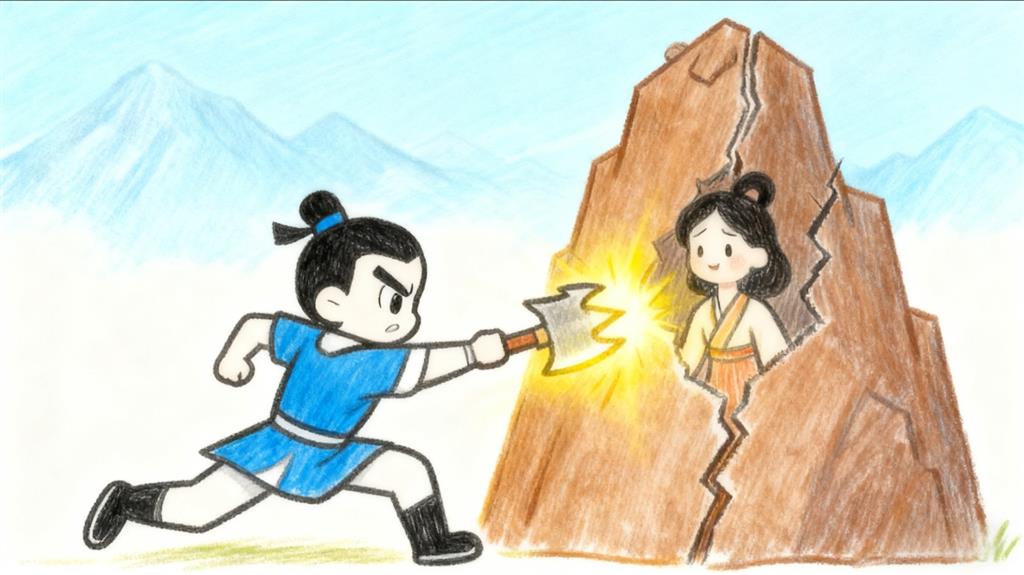 简笔画:宝莲灯沉香劈山救母 简笔画JPG格式图片素材