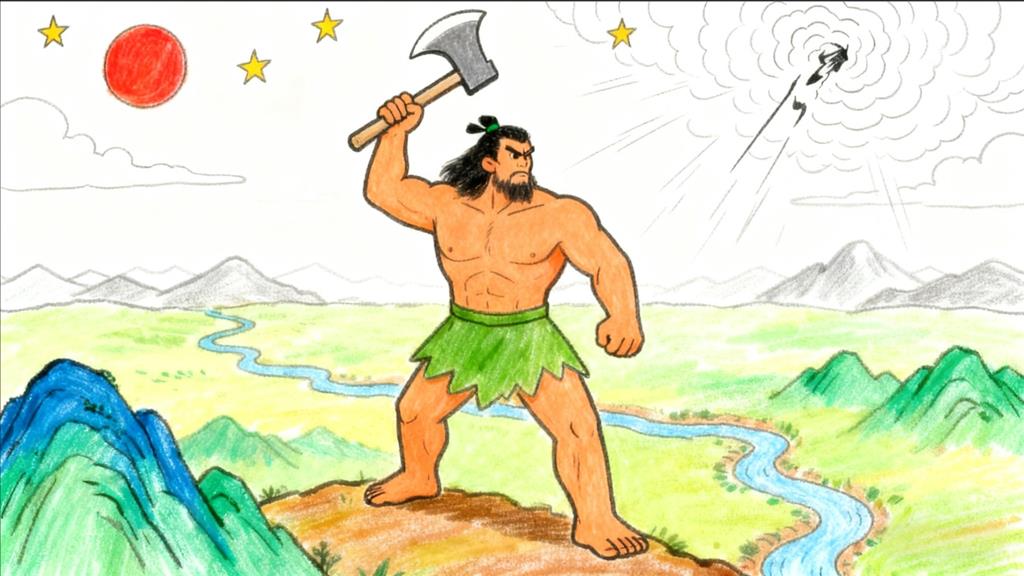 简笔画:盘古开天地 简笔画JPG格式图片素材