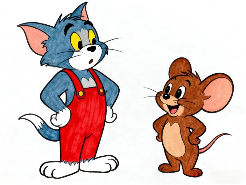 简笔画:TOM猫和老鼠杰瑞 简笔画JPG格式图片素材