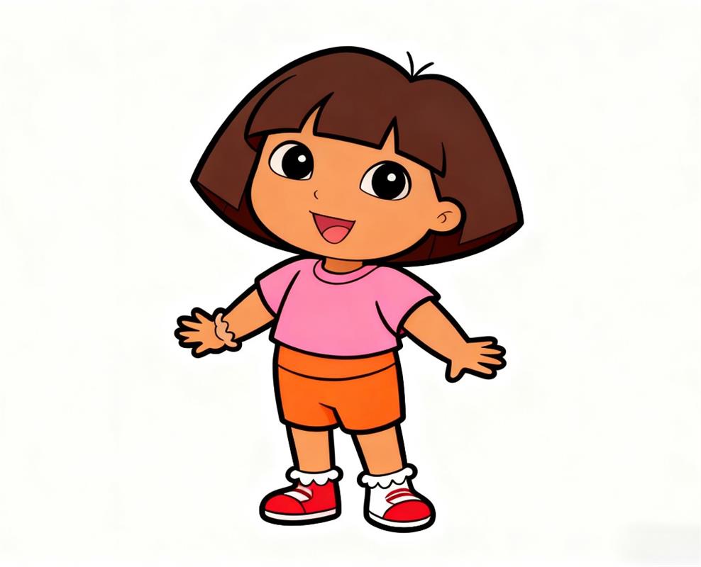 简笔画:朵拉Dora卡通人物 简笔画JPG格式图片素材