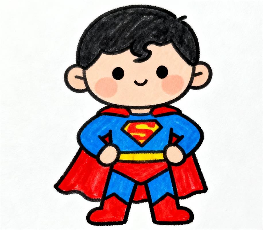 简笔画:我的超人爸爸 简笔画JPG格式图片素材
