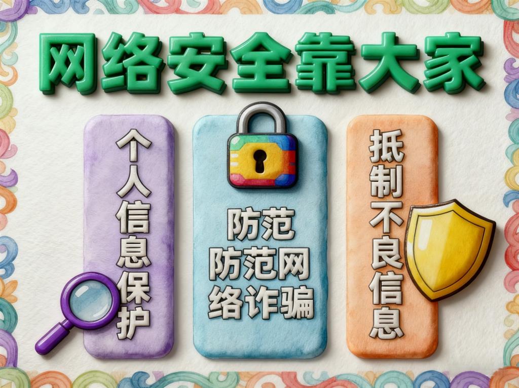 手抄报:网络安全靠大家 手抄报版式设计JPG模板