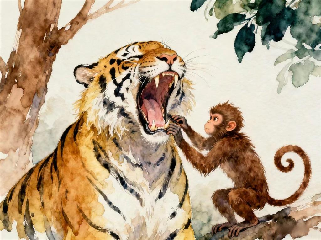 简笔画:虎口拔牙成语故事 简笔画JPG格式图片素材