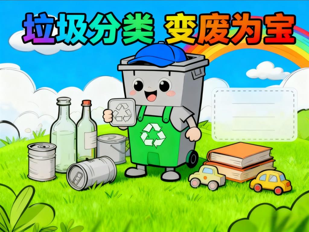 手抄报:垃圾分类，变废为宝 手抄报版式设计JPG模板