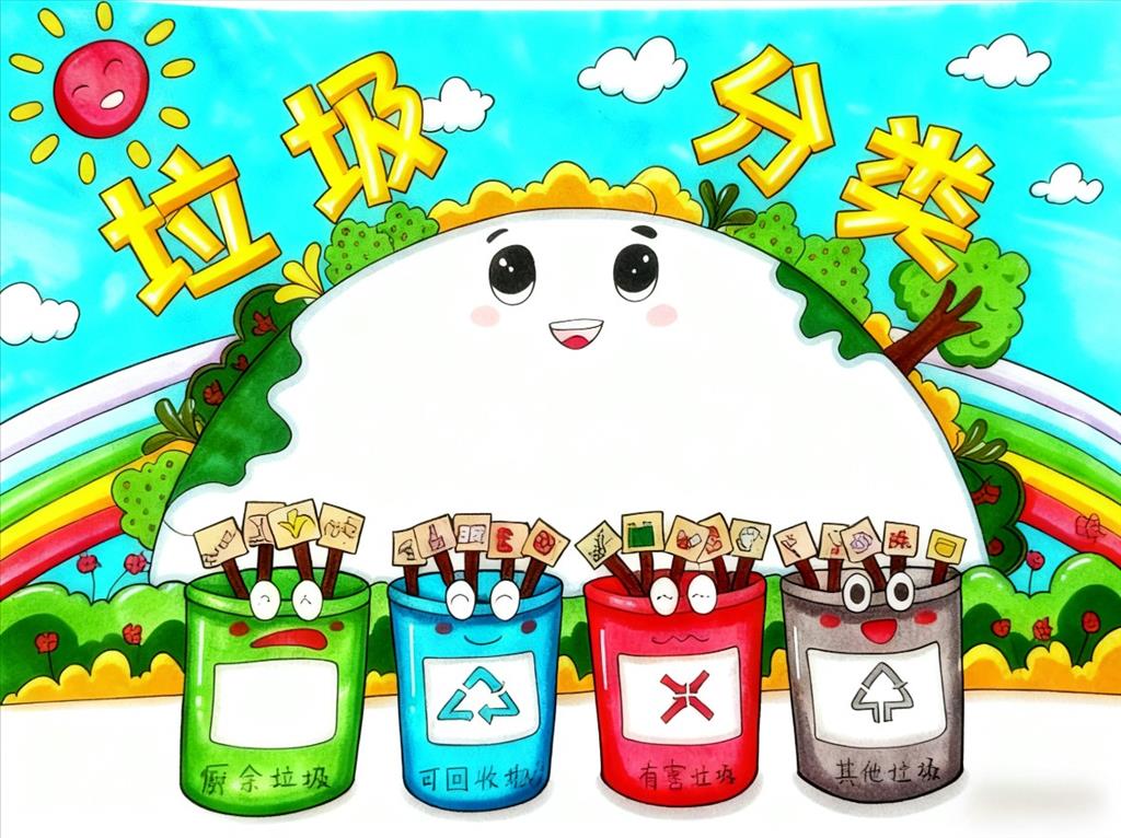 手抄报:垃圾分类背景图 手抄报版式设计JPG模板