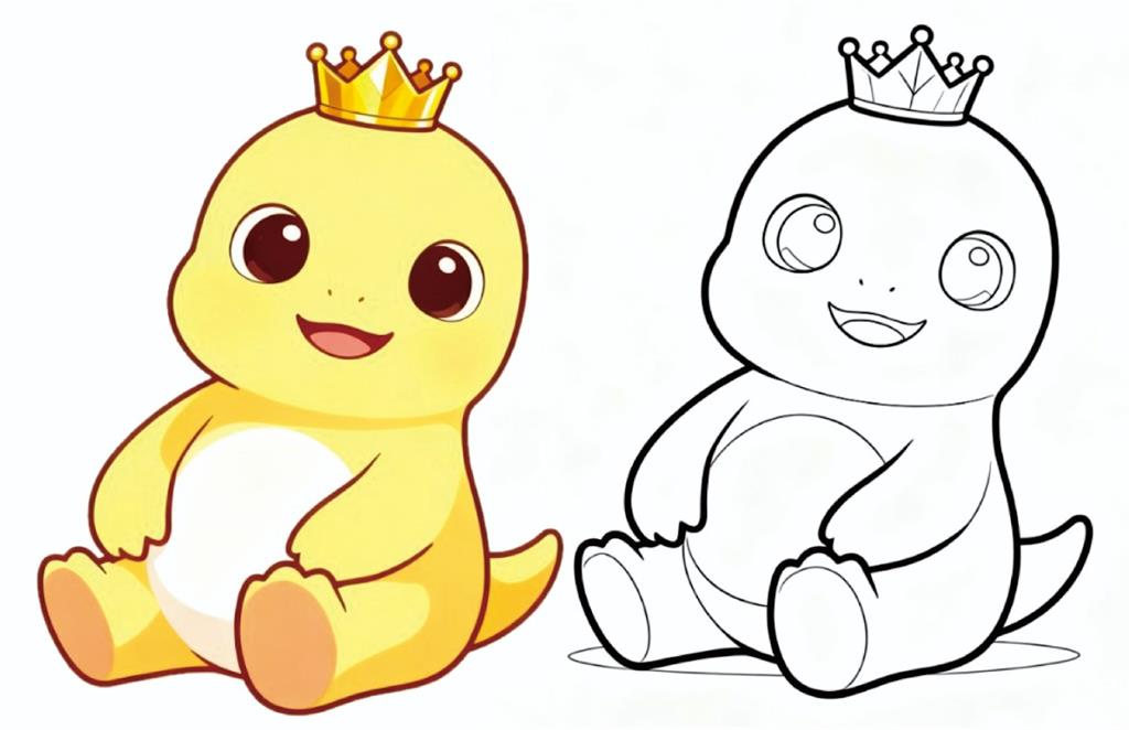 简笔画:王冠奶龙图片 简笔画JPG格式图片素材