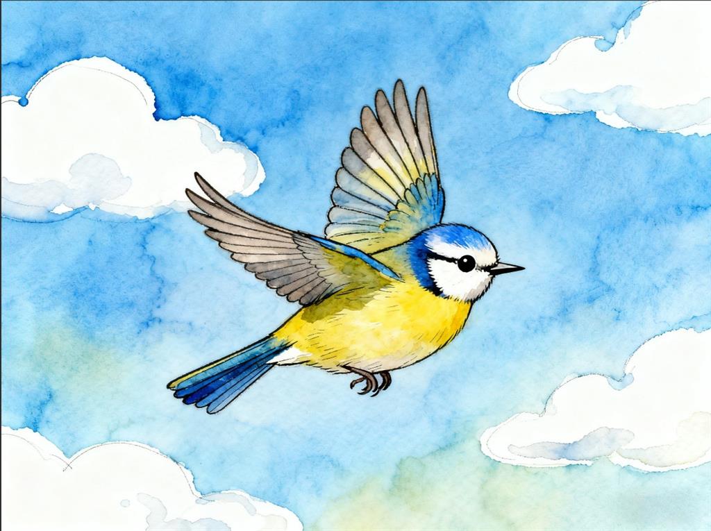 简笔画:小鸟快乐的飞翔 简笔画JPG格式图片素材