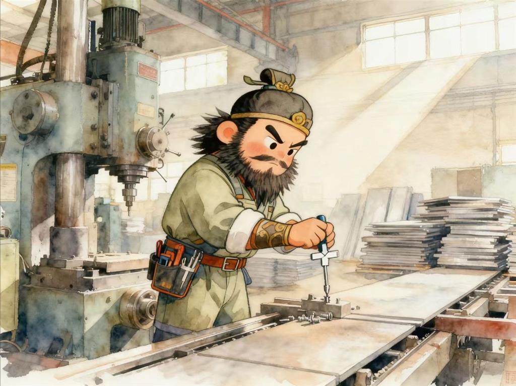 简笔画:三国张飞进厂打螺丝 简笔画JPG格式图片素材