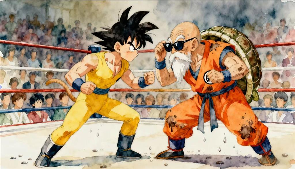 简笔画:孙悟天对战龟仙人 简笔画JPG格式图片素材