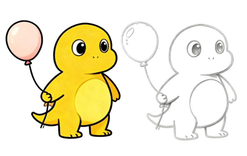 简笔画:画奶龙图片 简笔画JPG格式图片素材