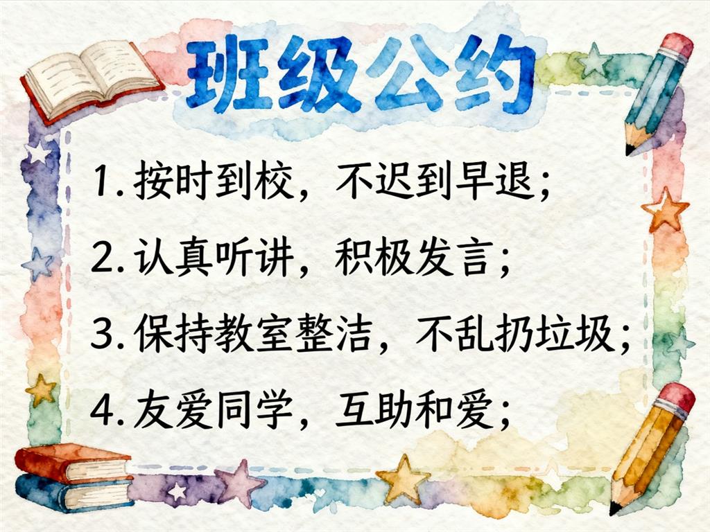 手抄报:班级公约手抄报作品 手抄报版式设计JPG模板