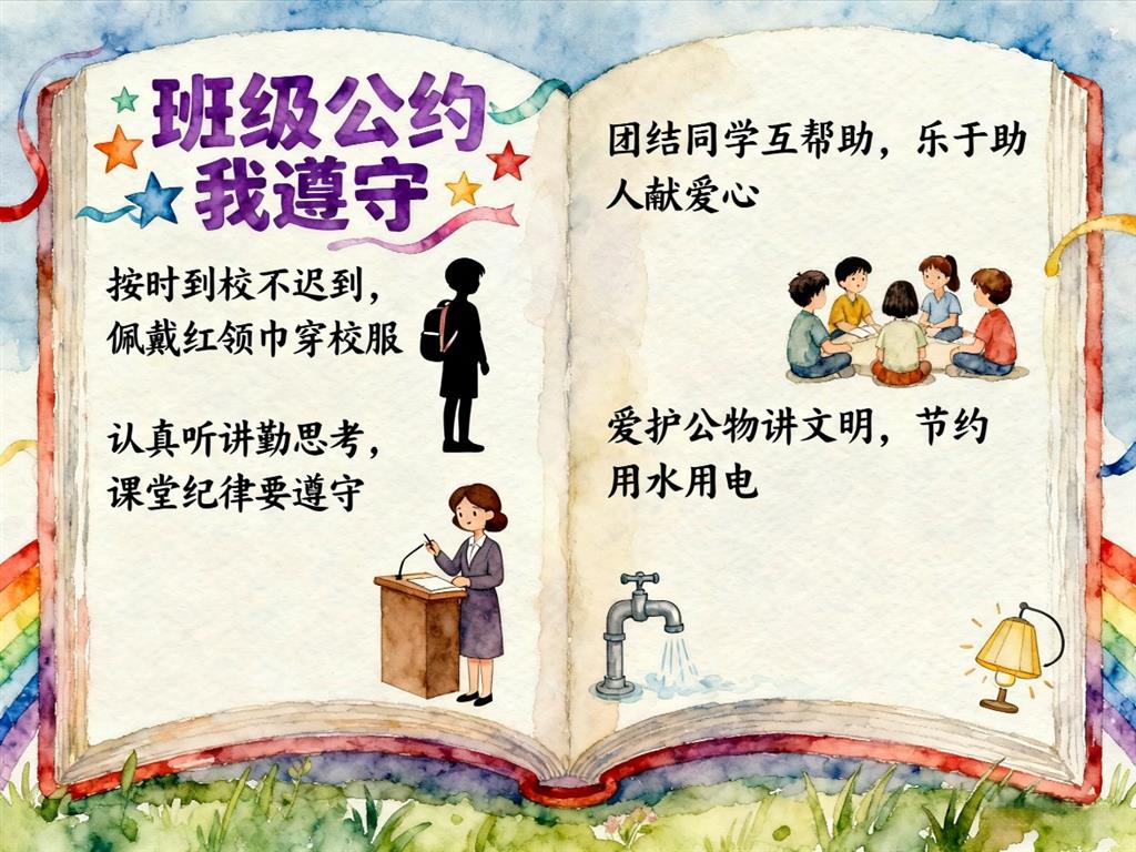 手抄报:班级公约手抄报五年级 手抄报版式设计JPG模板