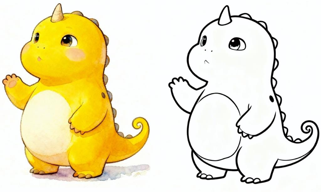 简笔画:画奶龙涂色 简笔画JPG格式图片素材