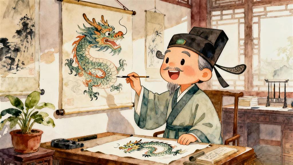 简笔画:叶公好龙 简笔画JPG格式图片素材