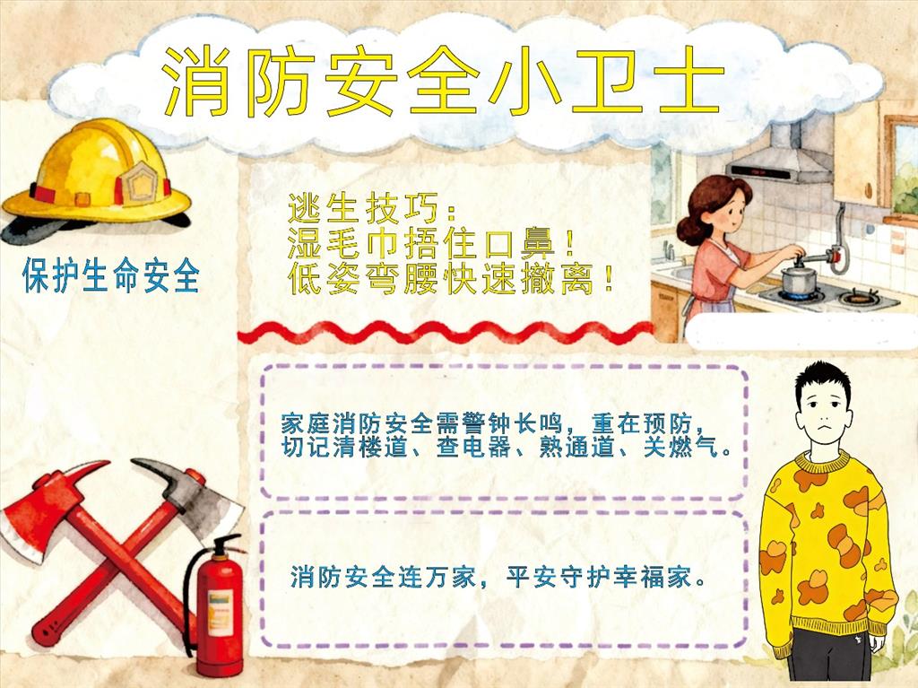 手抄报:消防安全小卫士手抄报图片 手抄报版式设计JPG模板