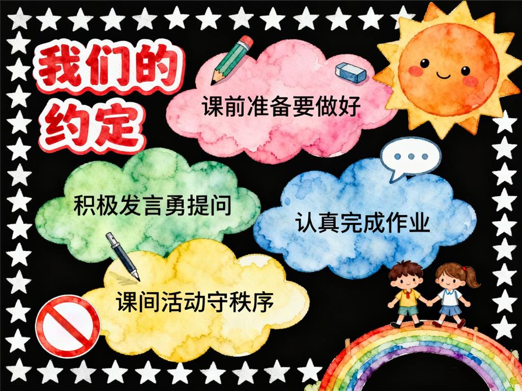 手抄报:二年级班级公约手抄报图片 手抄报版式设计JPG模板