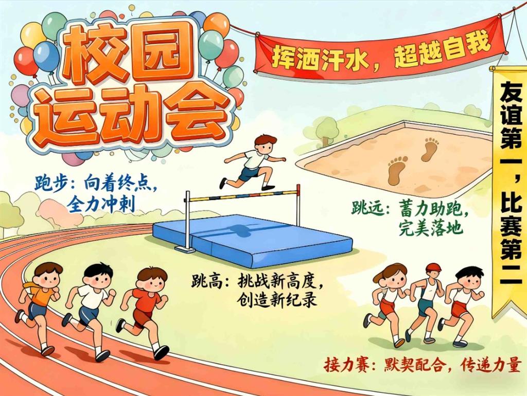 手抄报:校园运动会手抄报图片 手抄报版式设计JPG模板