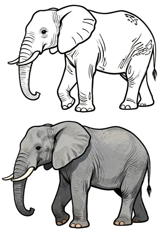 简笔画:大象简笔画图片 简笔画JPG格式图片素材