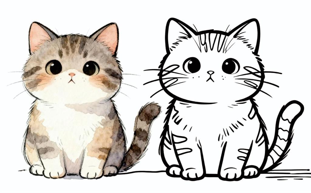 简笔画:可爱的小猫咪 简笔画JPG格式图片素材