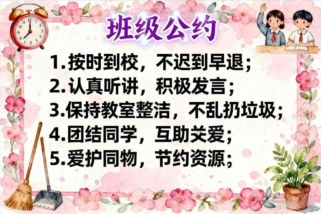 手抄报:班级公约小报 手抄报版式设计JPG模板