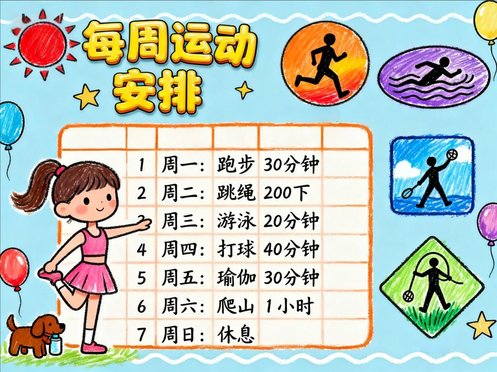 手抄报:运动计划表手抄报小报 手抄报版式设计JPG模板