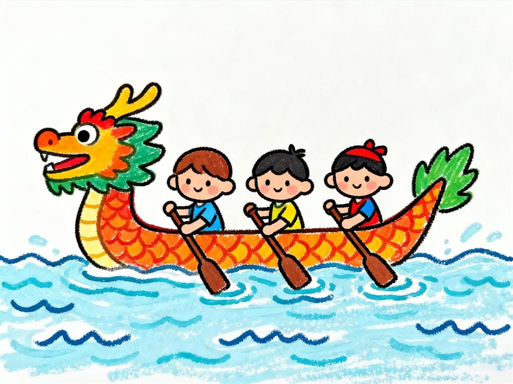 简笔画:儿童简笔画赛龙舟 简笔画JPG格式图片素材