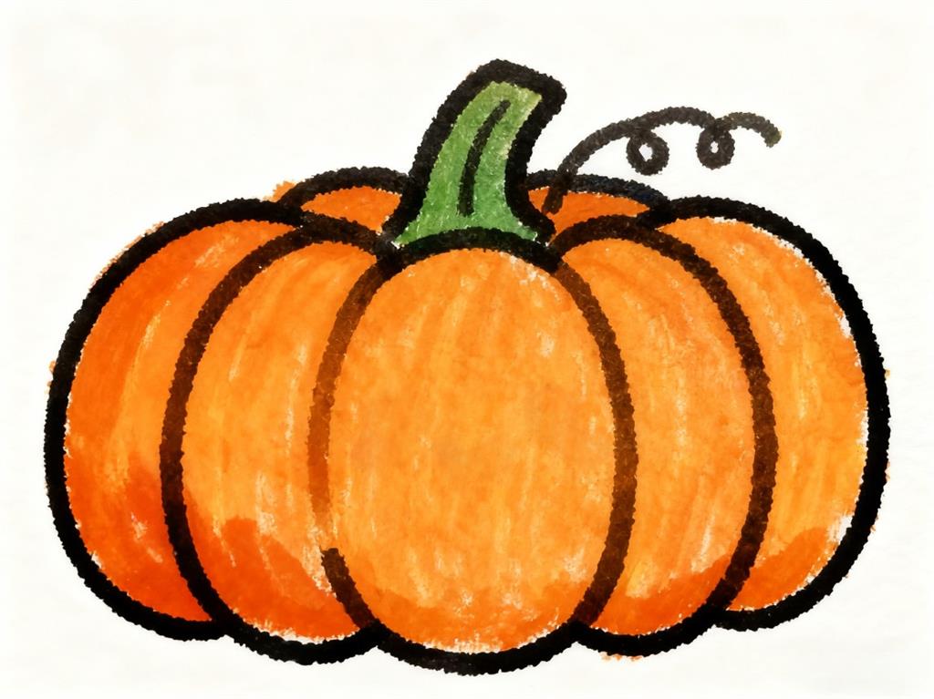 简笔画:南瓜简笔画儿童画法 简笔画JPG格式图片素材