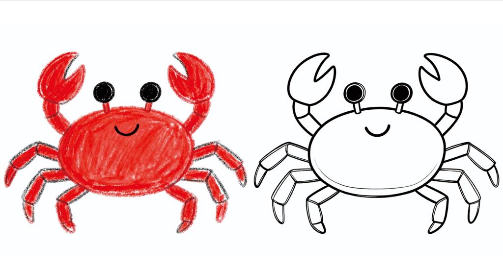 简笔画:可爱卡通螃蟹简笔画图片 简笔画JPG格式图片素材