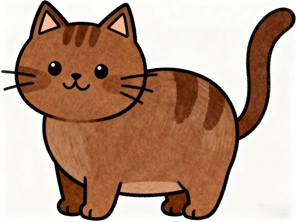 简笔画:咖啡猫图片 简笔画JPG格式图片素材