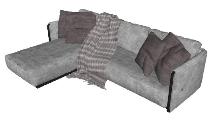 L形沙发布艺家具SU模型 SU模型免费下载_sketchup模型