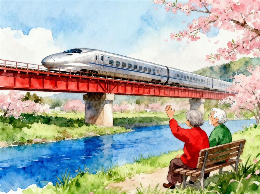 水彩画:火车提速了 人情味不能淡了 水彩画高清JPG图片素材