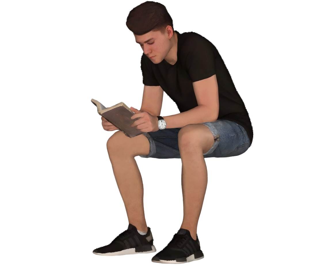男生坐姿读书人物SU模型 SU模型免费下载_sketchup模型
