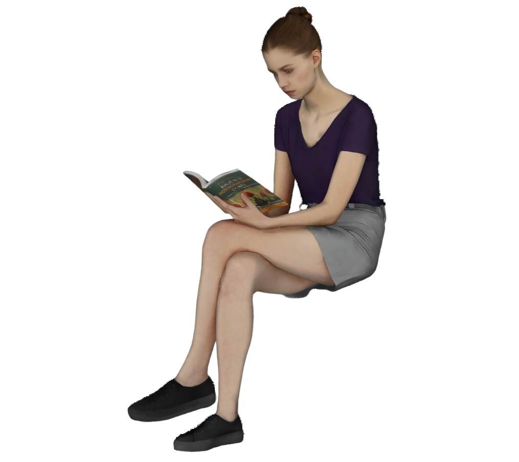 坐姿看书人物草图SU模型 SU模型免费下载_sketchup模型