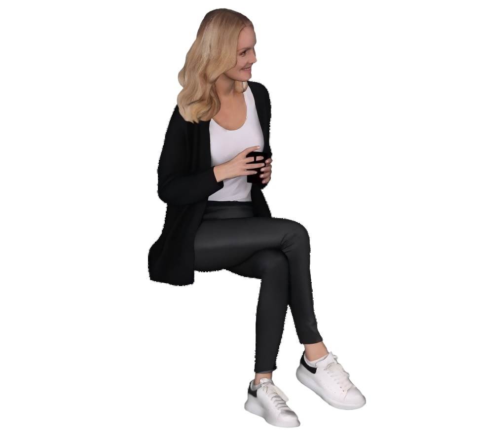 坐姿喝咖啡人物SU模型 SU模型免费下载_sketchup模型