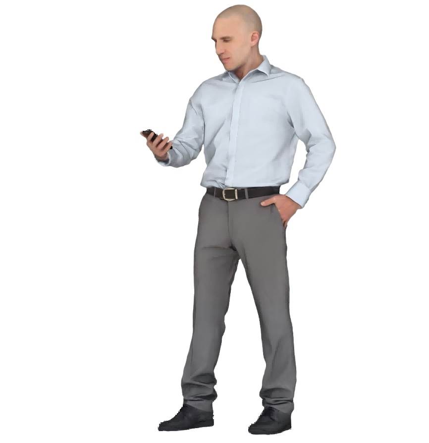 商务站着玩手机的男人人物SU模型 SU模型免费下载_sketchup模型
