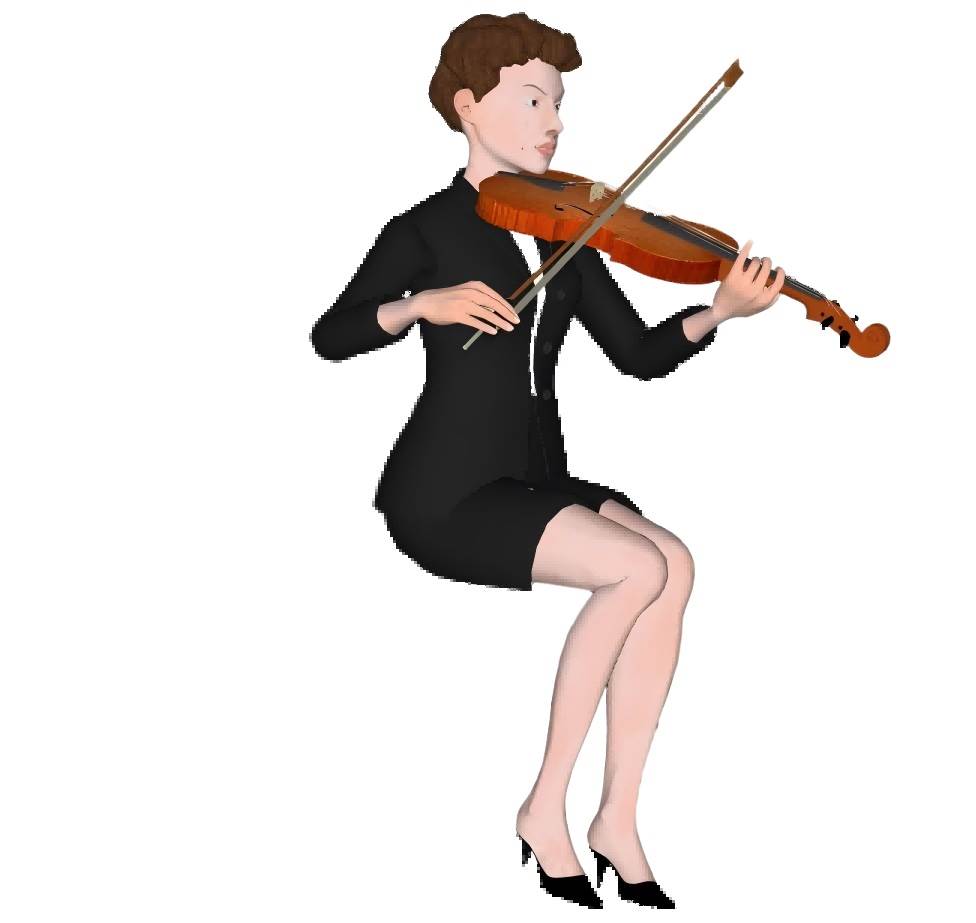 拉小提琴坐姿人物SU模型 SU模型免费下载_sketchup模型