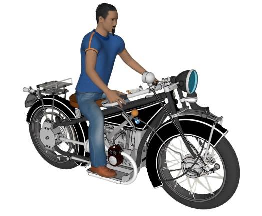 骑摩托车的人物SU模型 SU模型免费下载_sketchup模型
