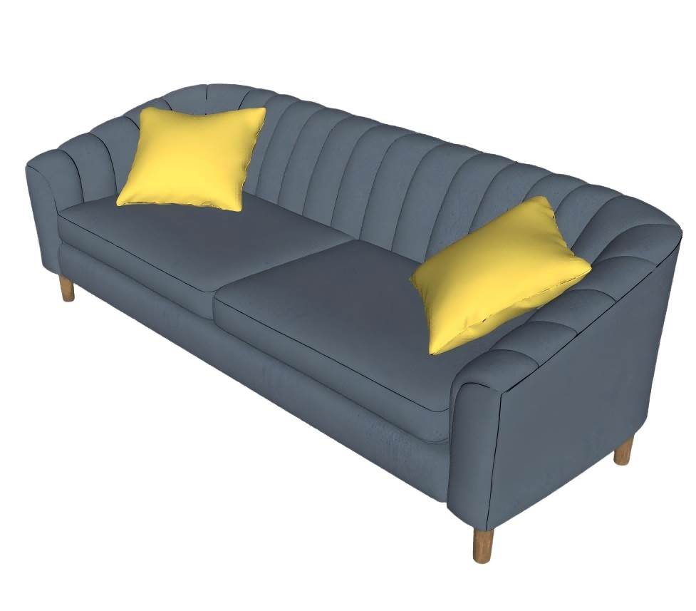 蓝色系双人座沙发SU模型 SU模型免费下载_sketchup模型