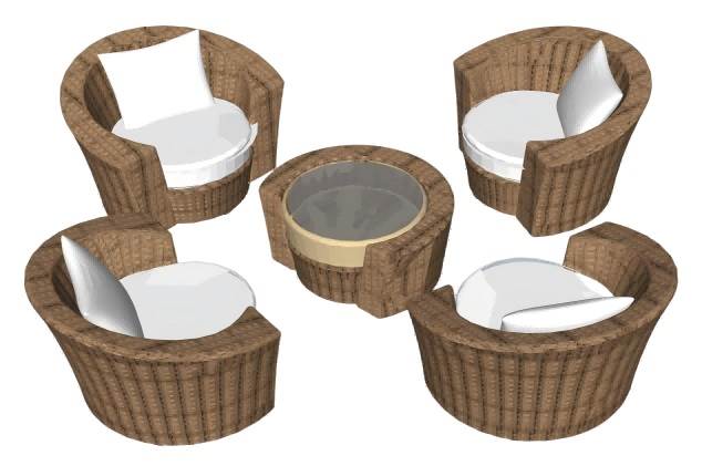 户外藤编沙发SU模型 SU模型免费下载_sketchup模型