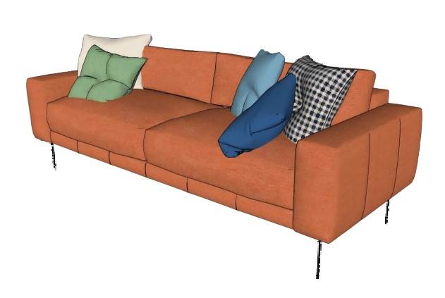 现代简约风格三人座沙发SU模型 SU模型免费下载_sketchup模型