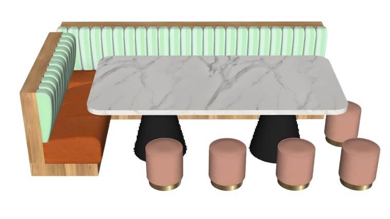 餐饮卡座吧台桌su下载沙发SU模型 SU模型免费下载_sketchup模型